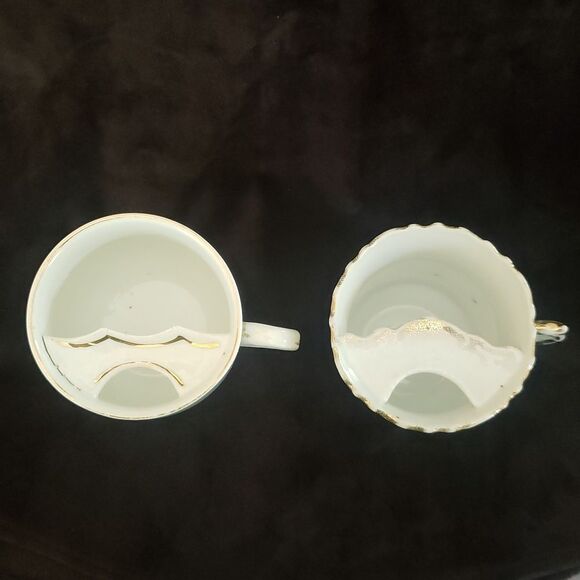 Lot of 2 Vintage Porcelain "Moustache" Coffee Cups - Picture 3 of 12